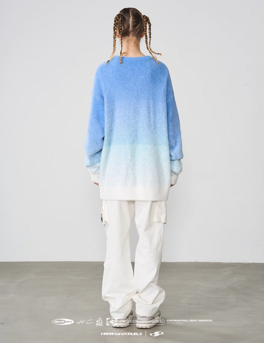 Harsh and Cruel Embroidered Logo Gradient Knit Sweater