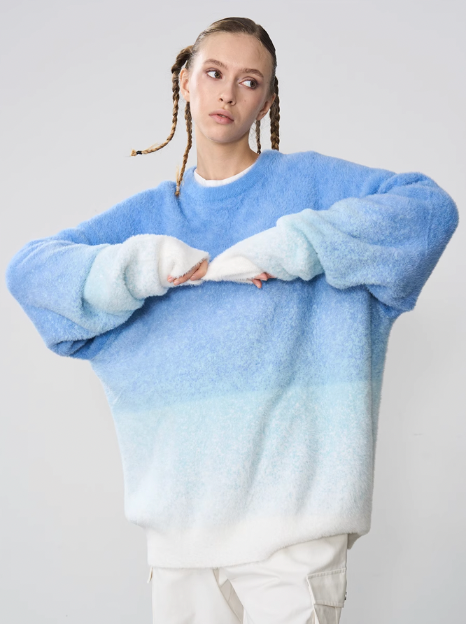 Harsh and Cruel Embroidered Logo Gradient Knit Sweater