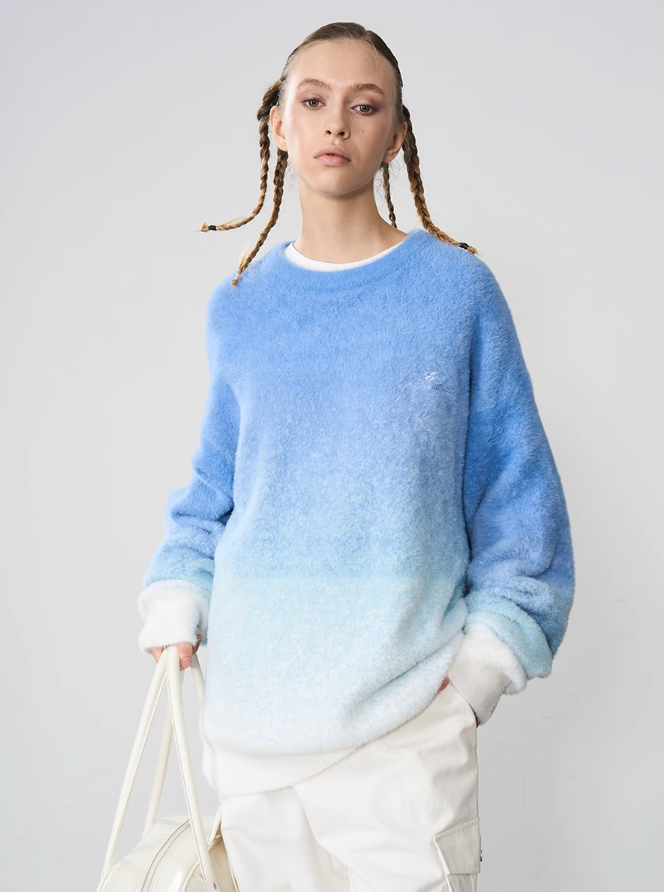 Harsh and Cruel Embroidered Logo Gradient Knit Sweater