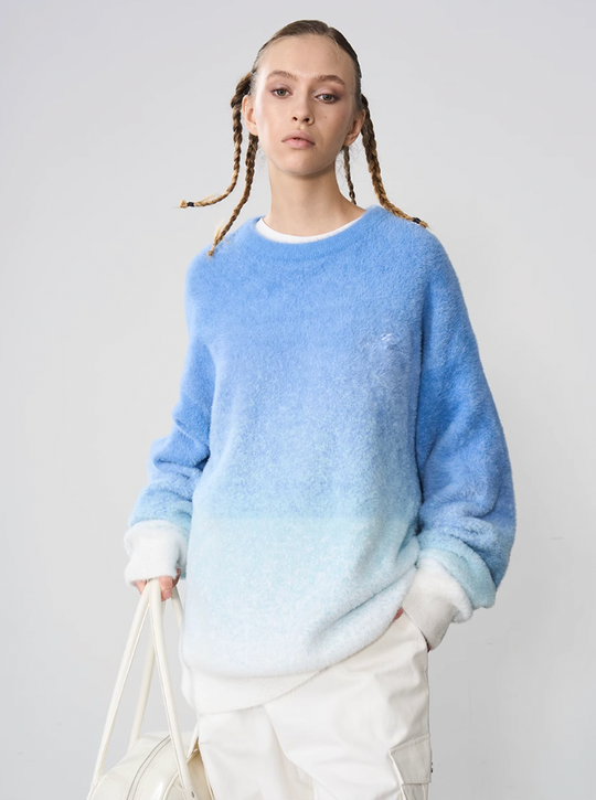 Harsh and Cruel Embroidered Logo Gradient Knit Sweater