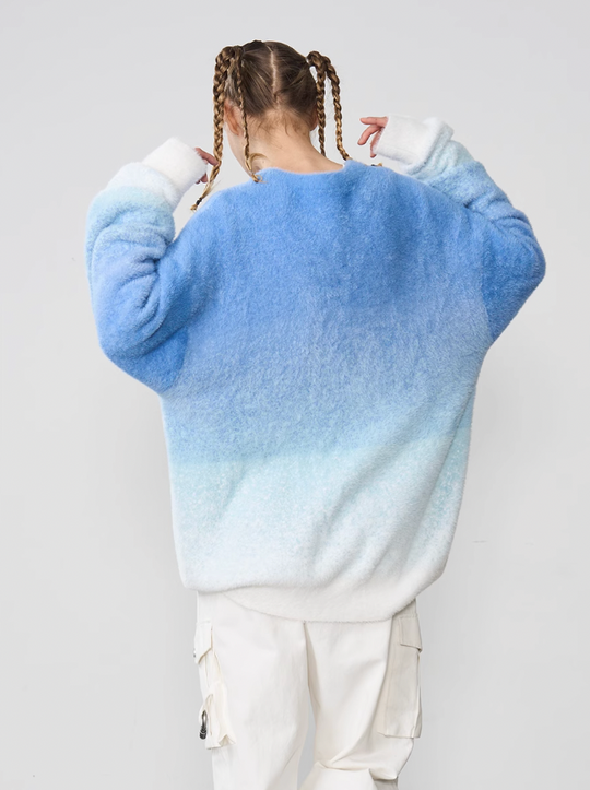 Harsh and Cruel Embroidered Logo Gradient Knit Sweater