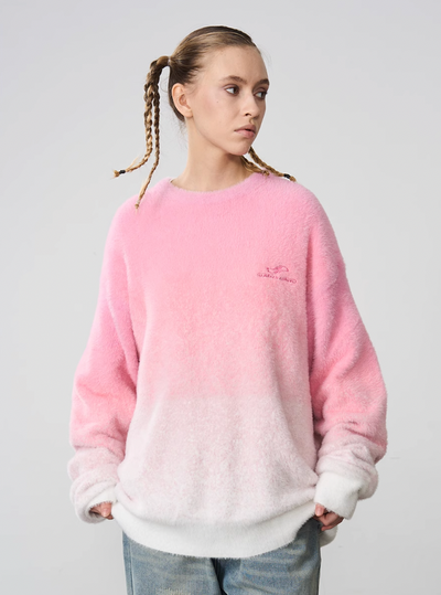 Harsh and Cruel Embroidered Logo Gradient Knit Sweater