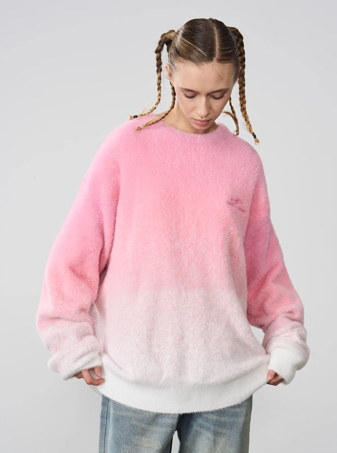 Harsh and Cruel Embroidered Logo Gradient Knit Sweater
