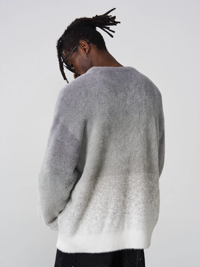 Harsh and Cruel Embroidered Logo Gradient Knit Sweater