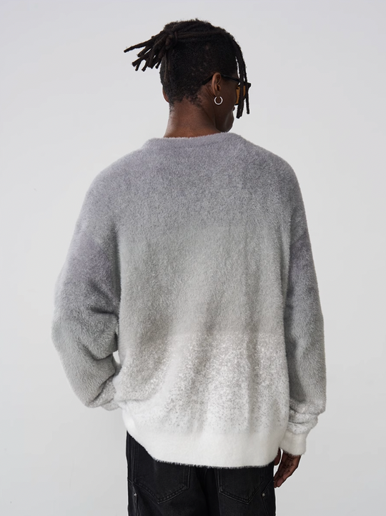 Harsh and Cruel Embroidered Logo Gradient Knit Sweater