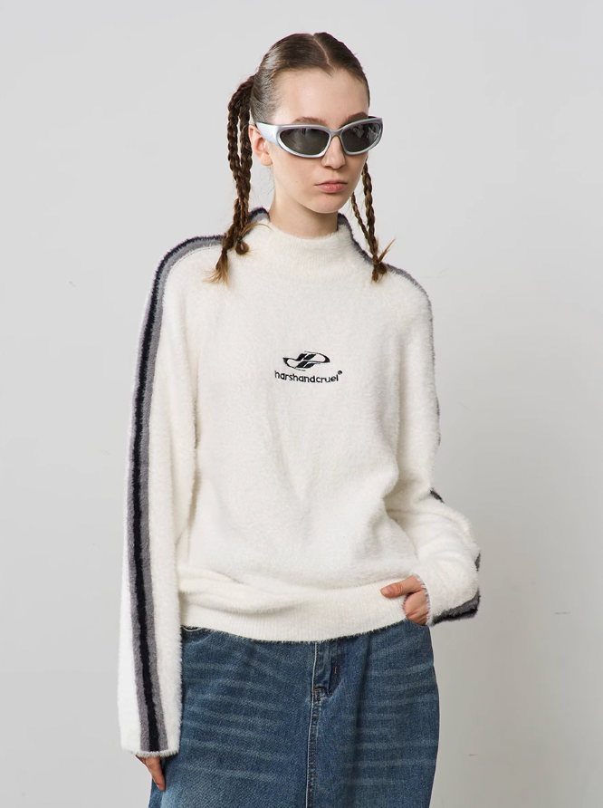 Harsh and Cruel Striped Mohair Logo Knit Sweater