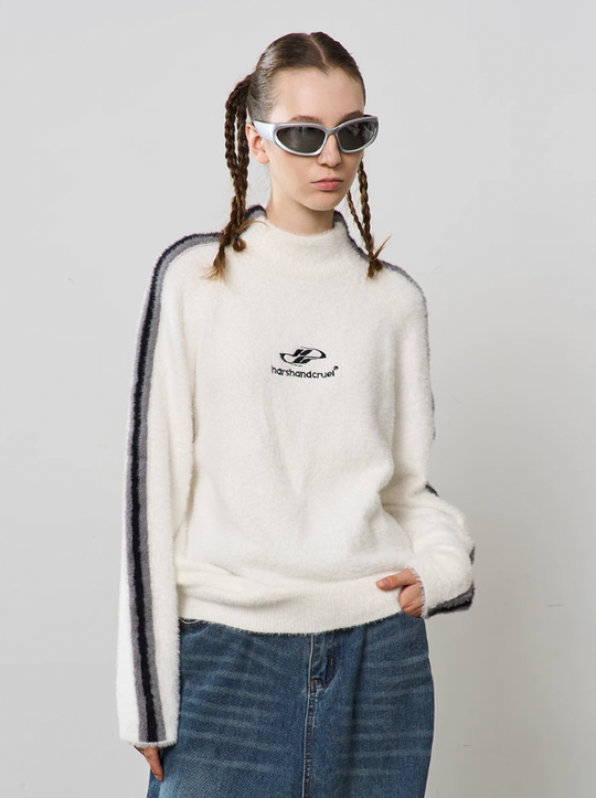 Harsh and Cruel Striped Mohair Logo Knit Sweater