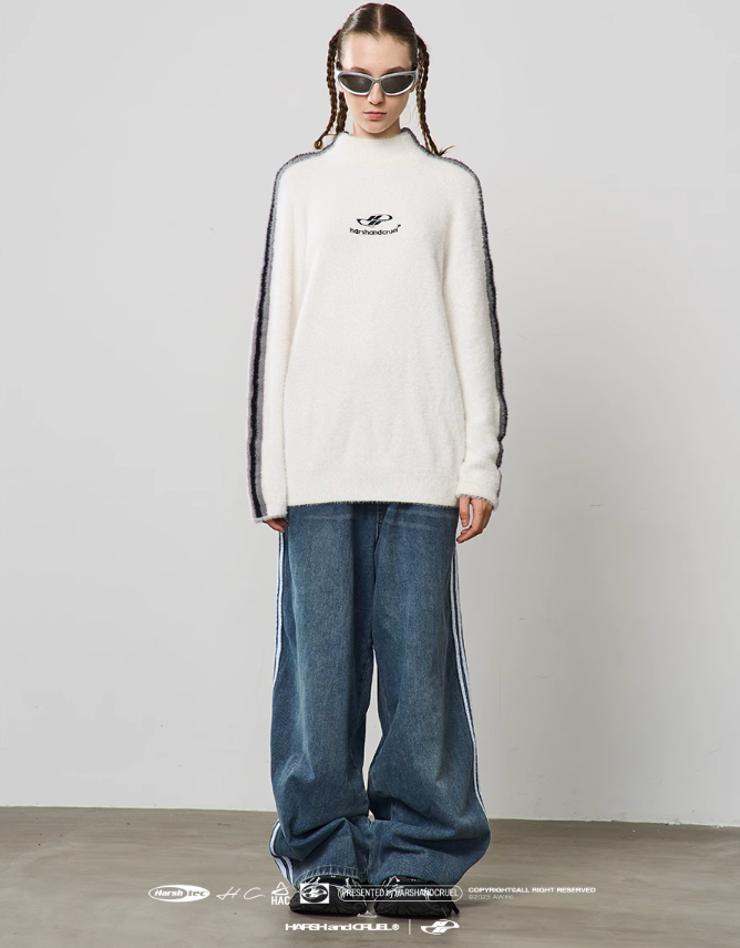 Harsh and Cruel Striped Mohair Logo Knit Sweater