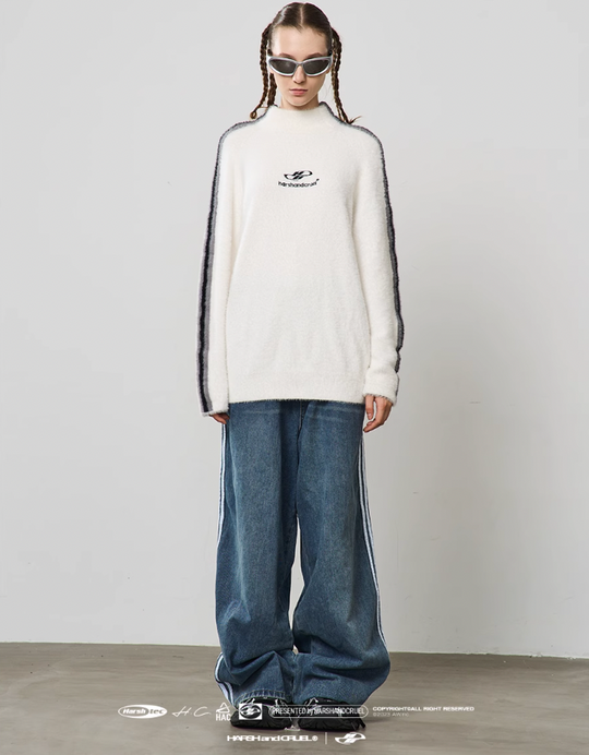 Harsh and Cruel Striped Mohair Logo Knit Sweater