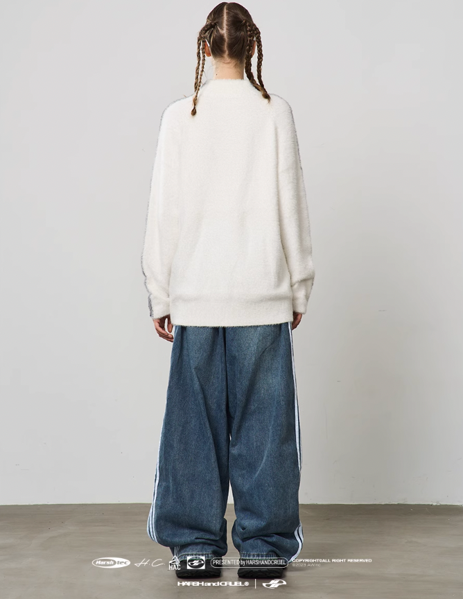 Harsh and Cruel Striped Mohair Logo Knit Sweater