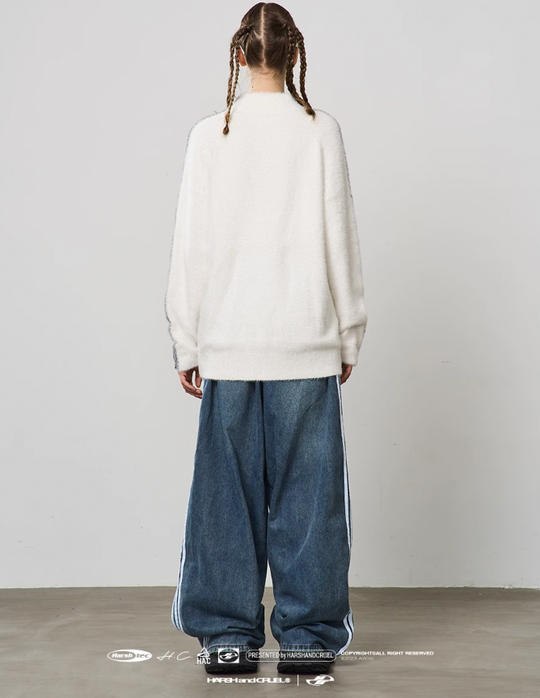 Harsh and Cruel Striped Mohair Logo Knit Sweater