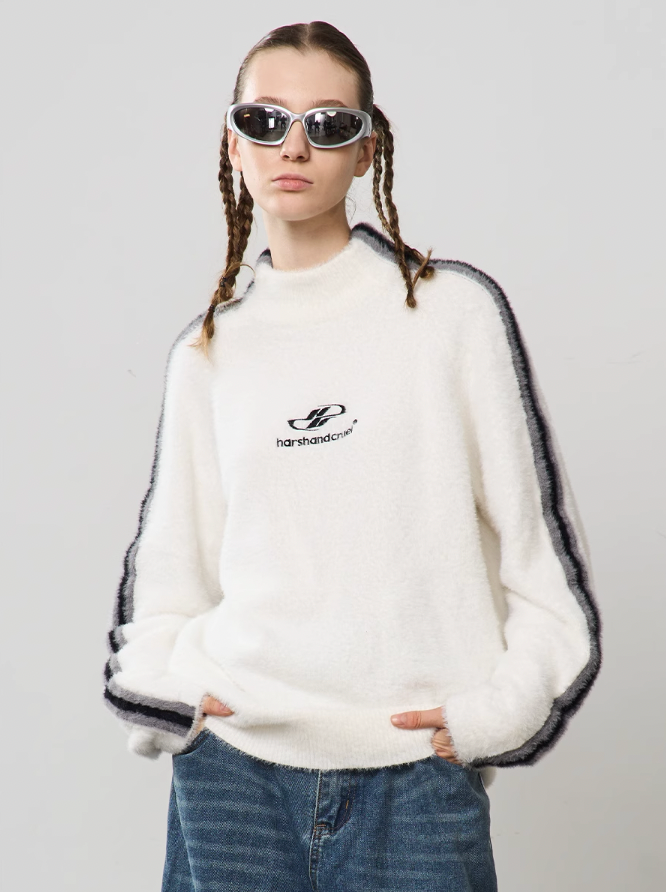 Harsh and Cruel Striped Mohair Logo Knit Sweater