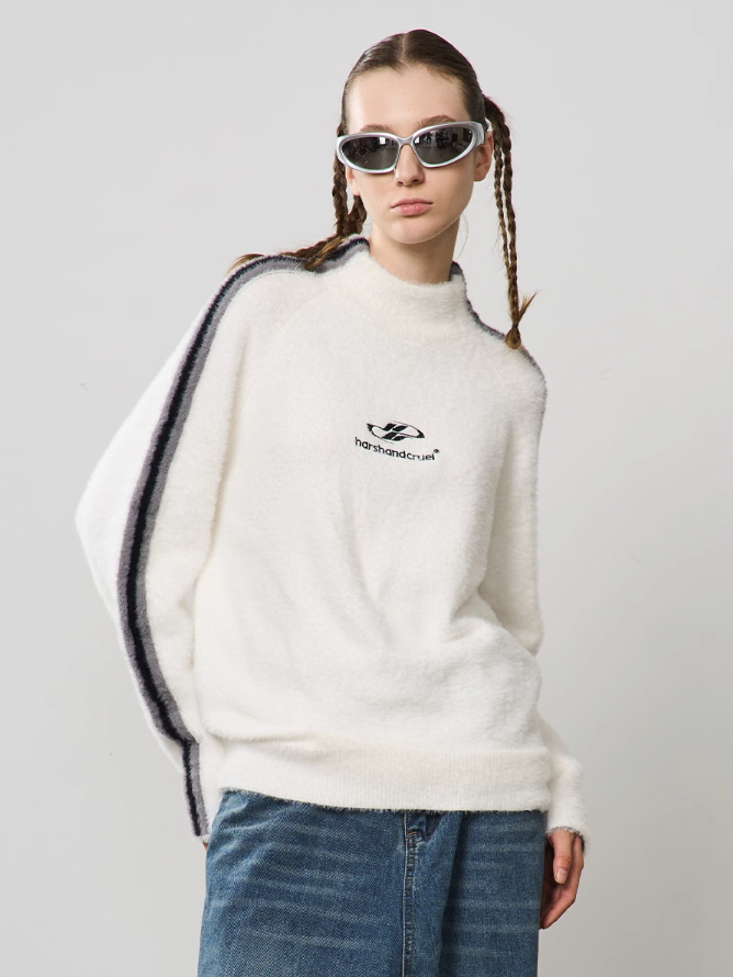 Harsh and Cruel Striped Mohair Logo Knit Sweater