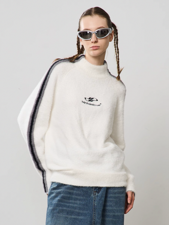 Harsh and Cruel Striped Mohair Logo Knit Sweater