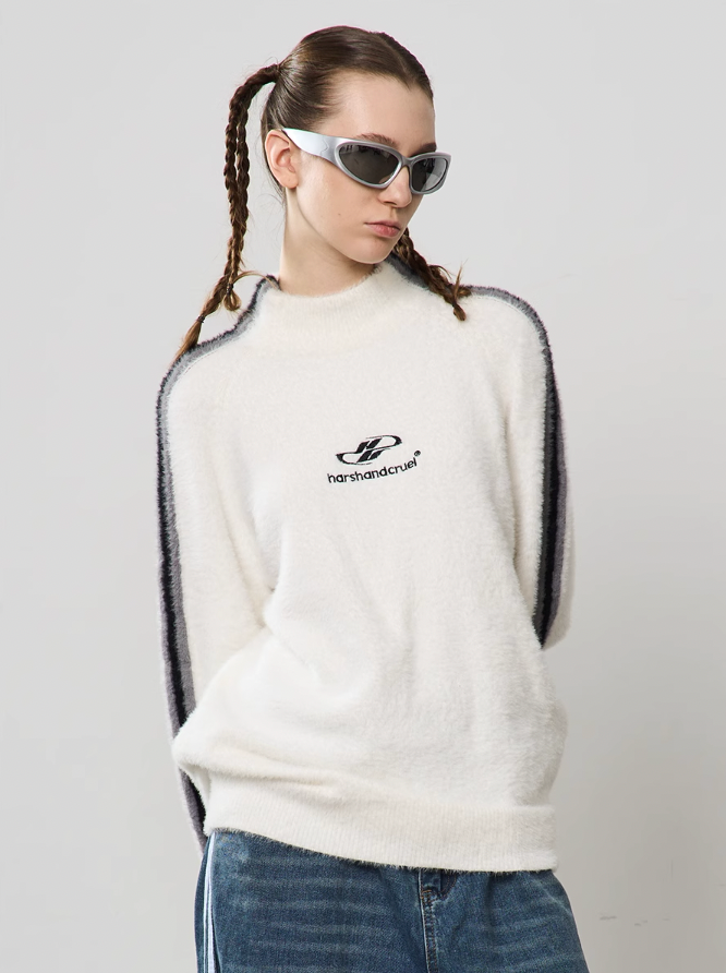 Harsh and Cruel Striped Mohair Logo Knit Sweater