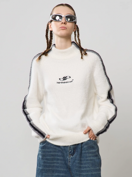 Harsh and Cruel Striped Mohair Logo Knit Sweater