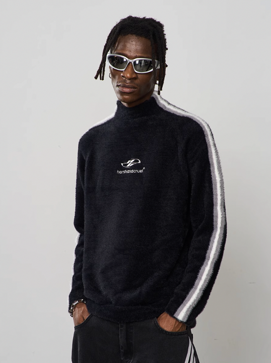 Harsh and Cruel Striped Mohair Logo Knit Sweater