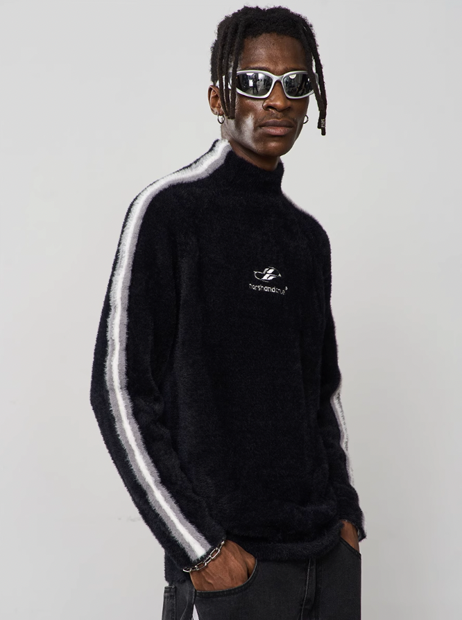 Harsh and Cruel Striped Mohair Logo Knit Sweater
