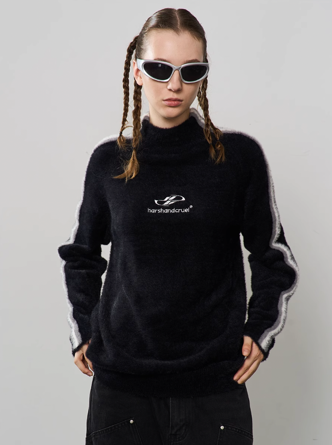 Harsh and Cruel Striped Mohair Logo Knit Sweater