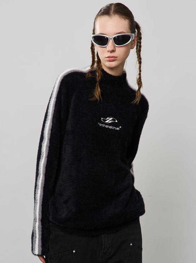Harsh and Cruel Striped Mohair Logo Knit Sweater