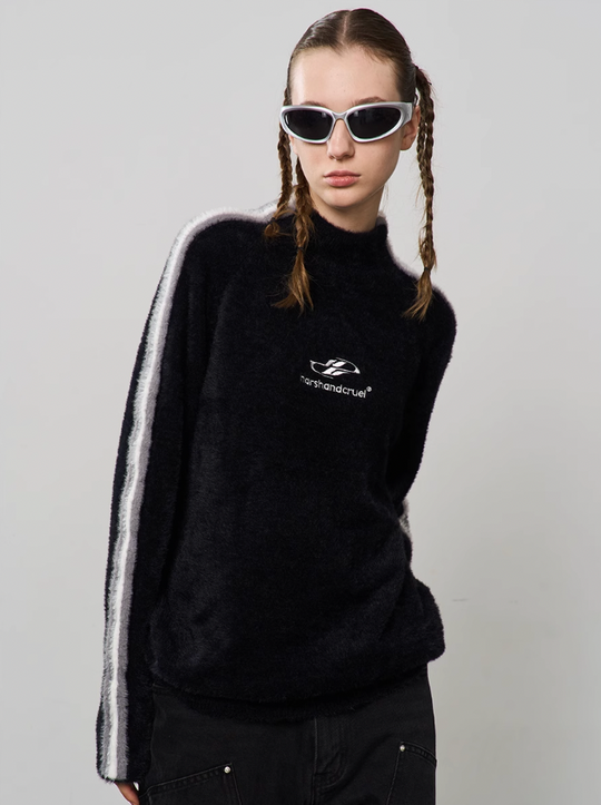 Harsh and Cruel Striped Mohair Logo Knit Sweater