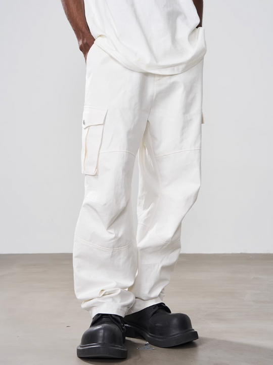 Harsh and Cruel Loose Stitching Pockets Pleated Pants