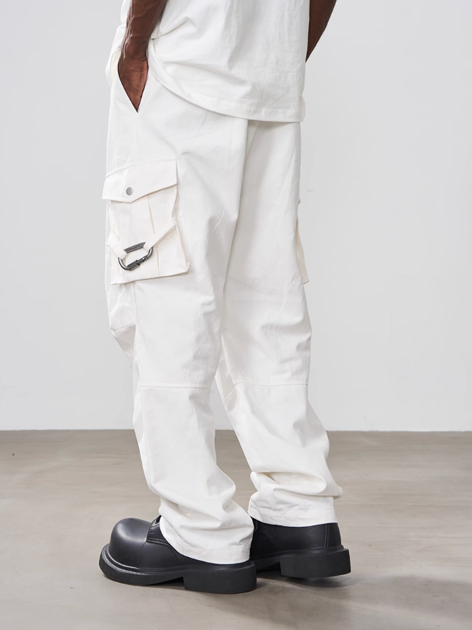 Harsh and Cruel Loose Stitching Pockets Pleated Pants