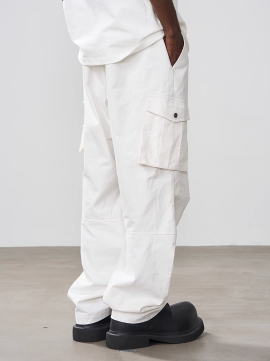 Harsh and Cruel Loose Stitching Pockets Pleated Pants