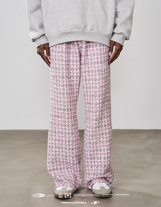 Harsh and Cruel Embroidered Logo Plaid Checkered Trousers