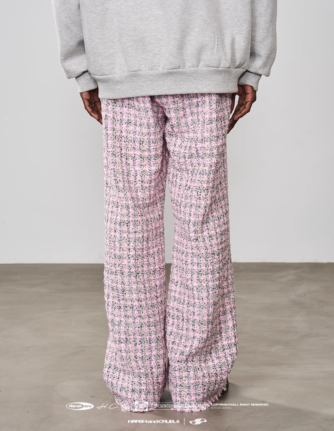 Harsh and Cruel Embroidered Logo Plaid Checkered Trousers
