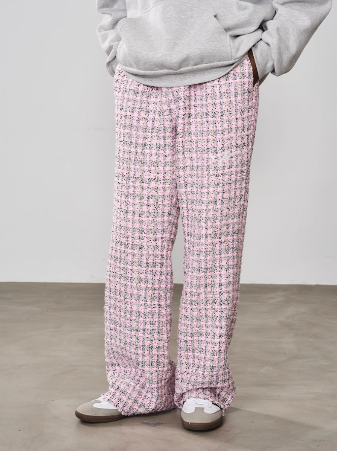 Harsh and Cruel Embroidered Logo Plaid Checkered Trousers