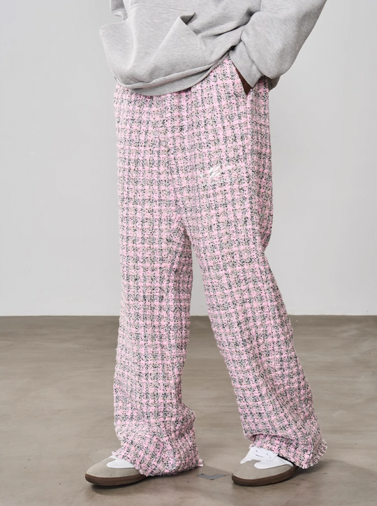 Harsh and Cruel Embroidered Logo Plaid Checkered Trousers