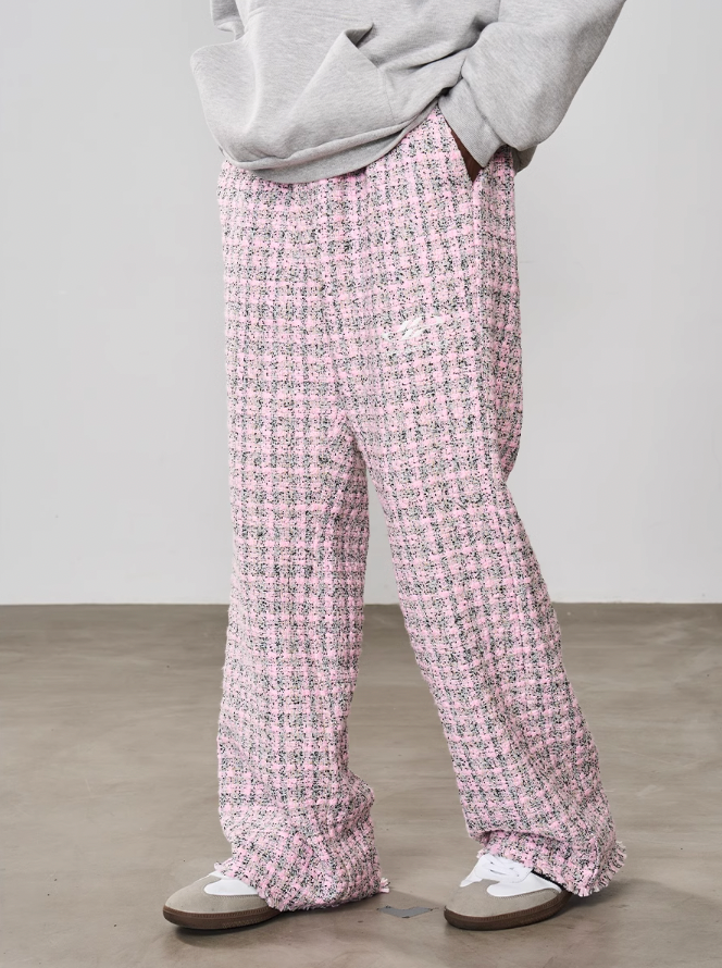 Harsh and Cruel Embroidered Logo Plaid Checkered Trousers