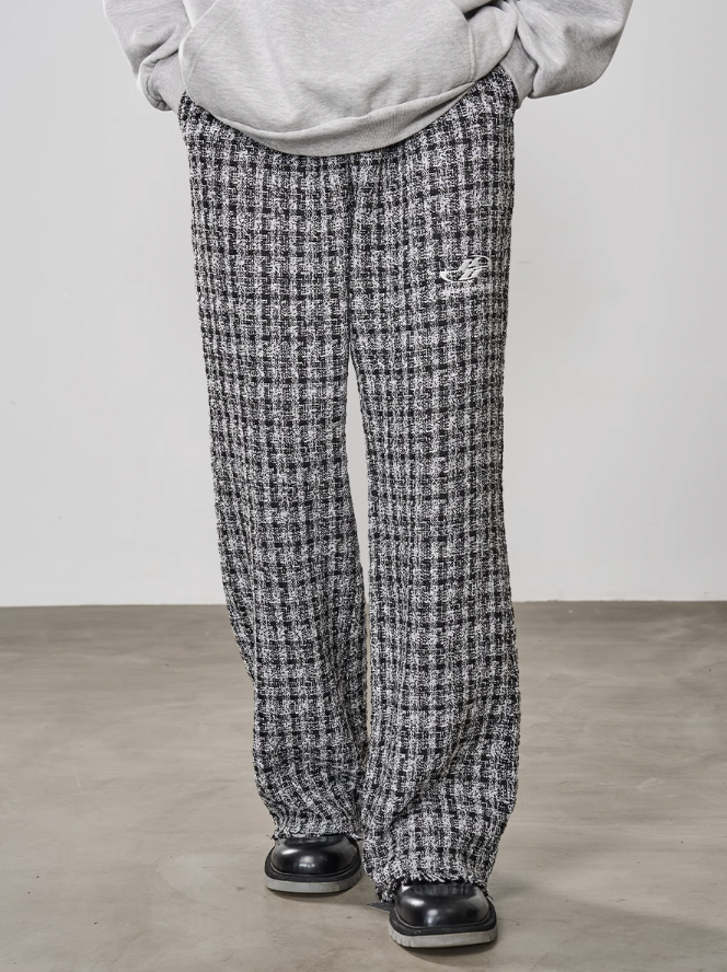 Harsh and Cruel Embroidered Logo Plaid Checkered Trousers