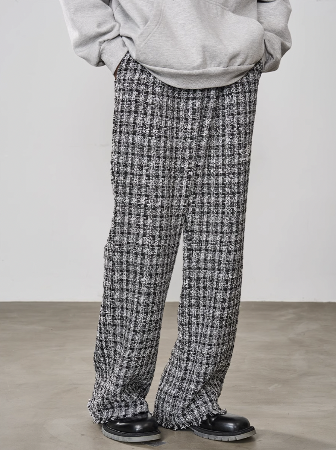 Harsh and Cruel Embroidered Logo Plaid Checkered Trousers