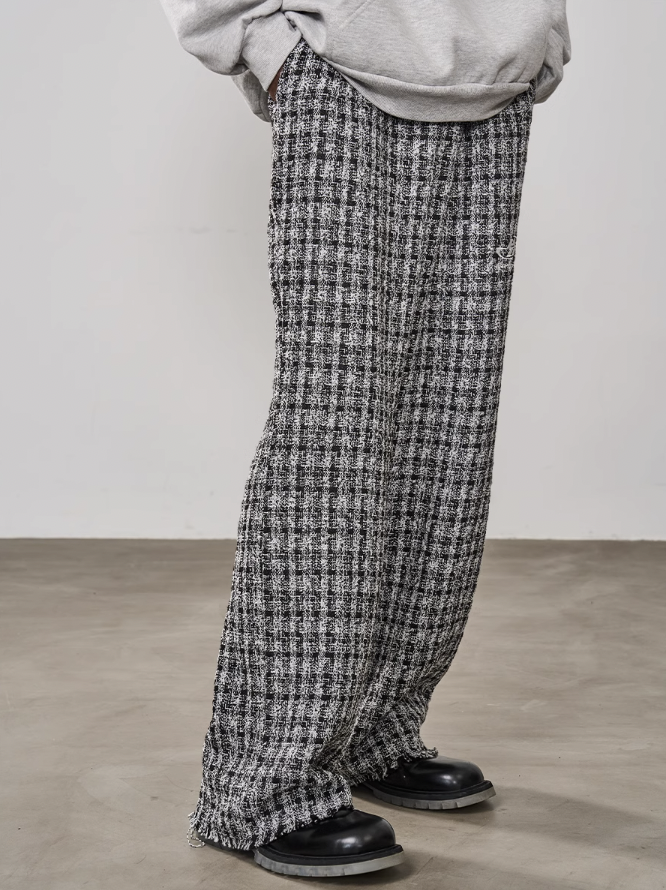 Harsh and Cruel Embroidered Logo Plaid Checkered Trousers