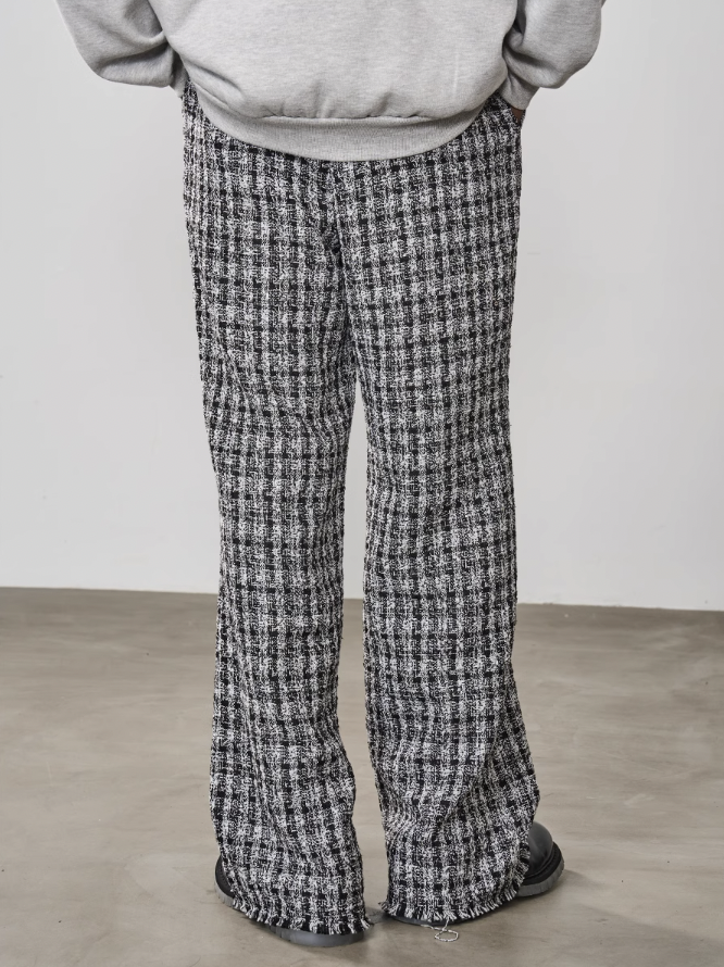 Harsh and Cruel Embroidered Logo Plaid Checkered Trousers