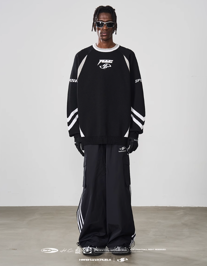 Harsh and Cruel Striped Loose Cargo Trousers