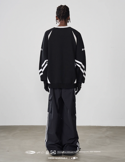 Harsh and Cruel Striped Loose Cargo Trousers