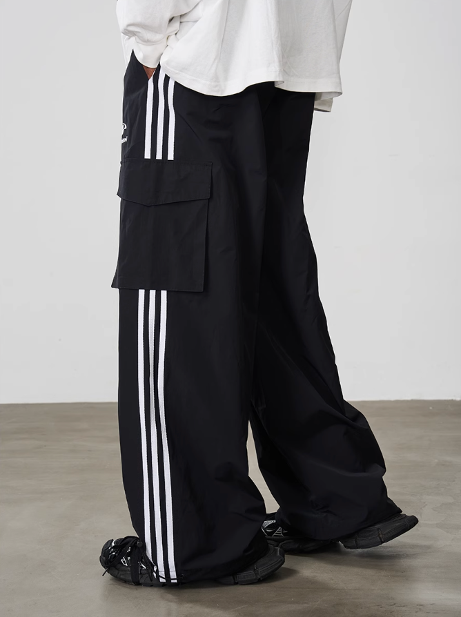 Harsh and Cruel Striped Loose Cargo Trousers