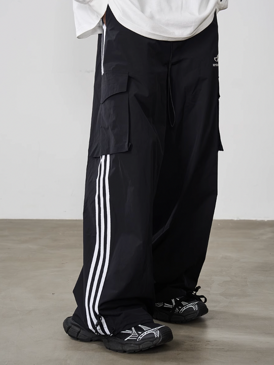 Harsh and Cruel Striped Loose Cargo Trousers