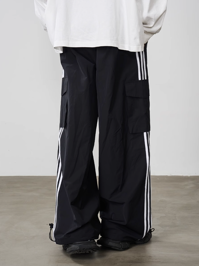 Harsh and Cruel Striped Loose Cargo Trousers