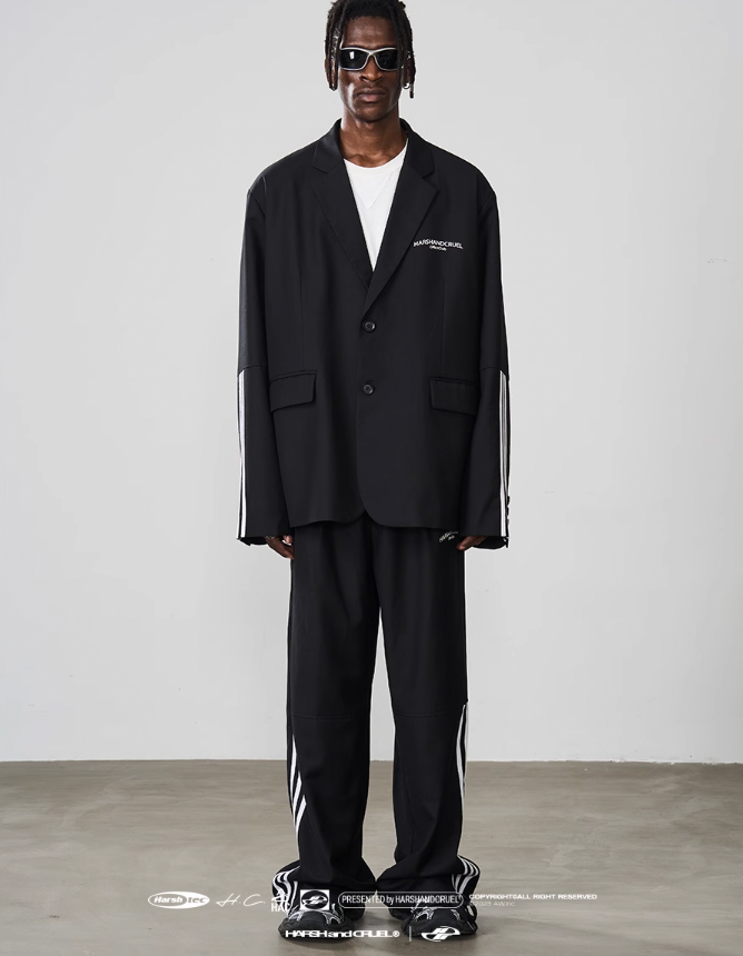 Harsh and Cruel Patchwork Striped Suit Trousers