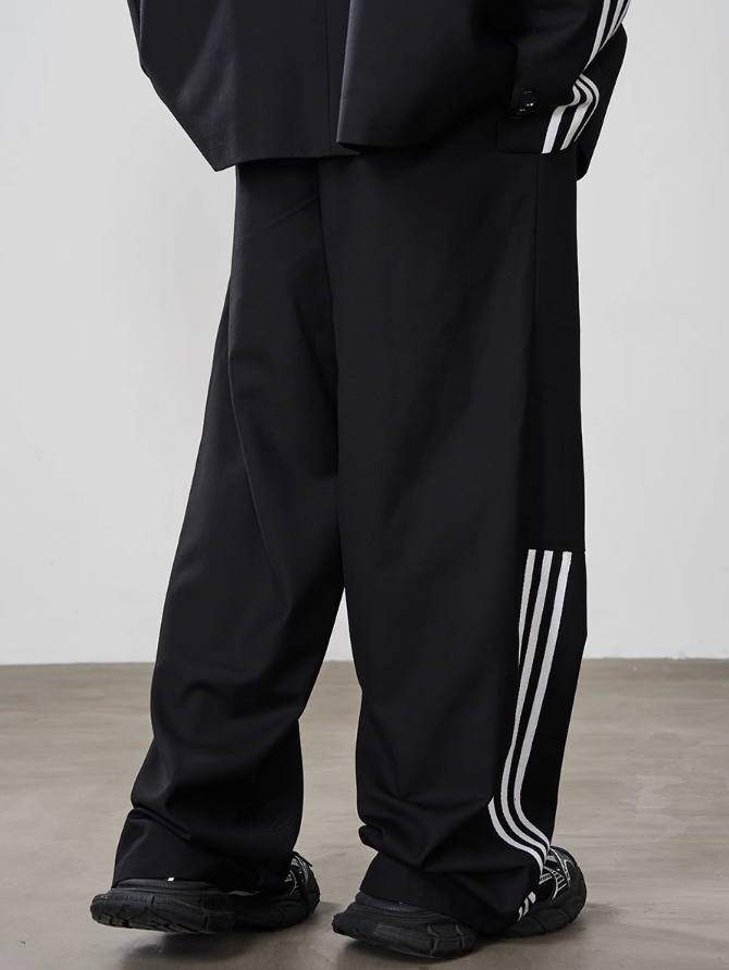 Harsh and Cruel Patchwork Striped Suit Trousers