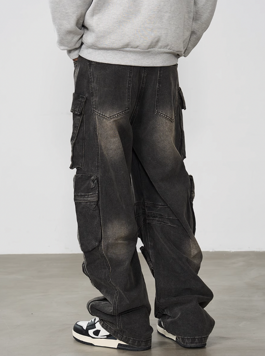 Harsh and Cruel Multi Pocket Washed Baggy Denim