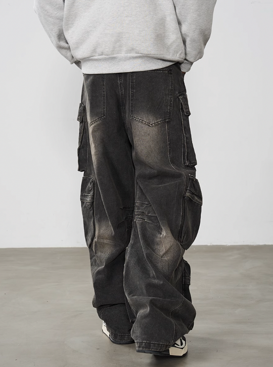 Harsh and Cruel Multi Pocket Washed Baggy Denim