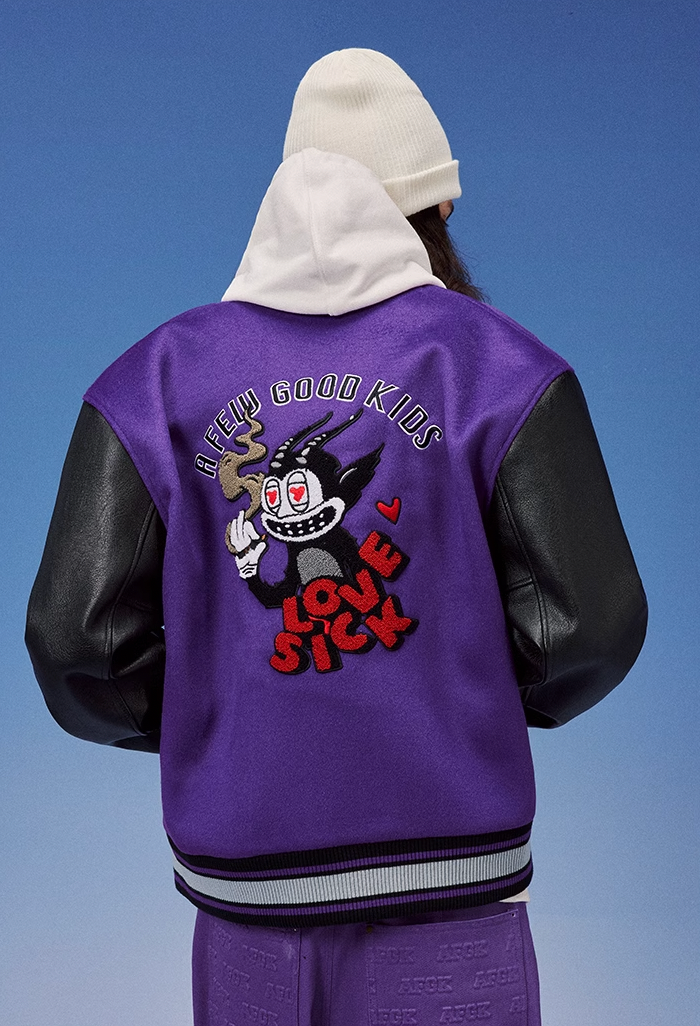 AFGK Smoking Imp Leather Varsity Jacket