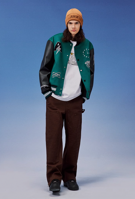 AFGK Smoking Imp Leather Varsity Jacket