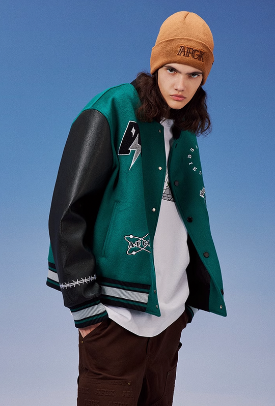 AFGK Smoking Imp Leather Varsity Jacket