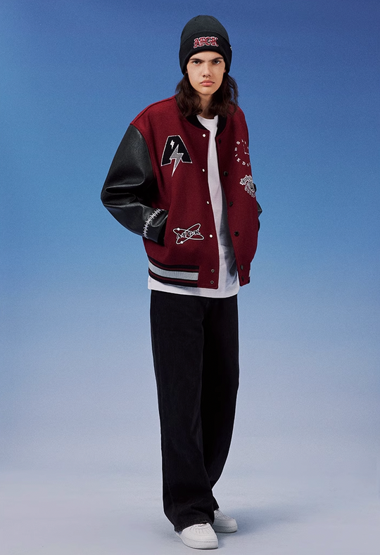 AFGK Smoking Imp Leather Varsity Jacket